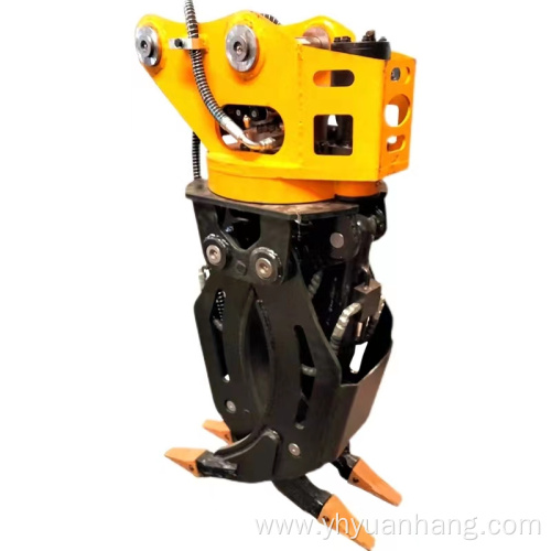 Rotating hydraulic grapple for excavator